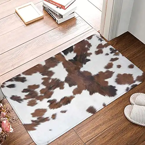 Brown Cowhide Western Bathroom Decor Bath Mat